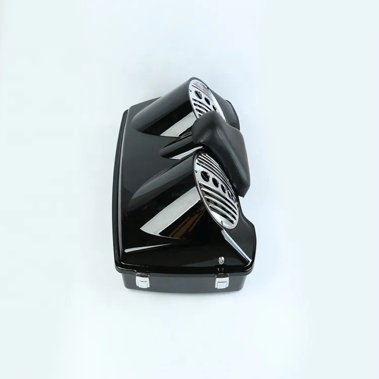 Black Double 8 Inch Speaker Lid W Backrest for Touring 1994-2013 razor Chopped King Tour Pak Trunk